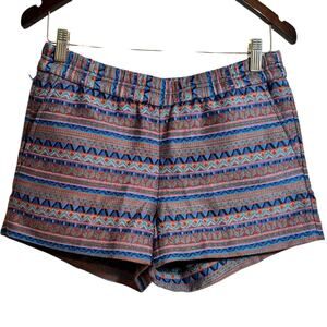 J. Crew Aztec Jacquard Boardwalk Pull On Shorts Size 2
